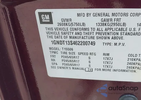 2006 Chevrolet Trailblazer Lt z USA, uszkodzony, nr VIN 1GNDT13S462200749